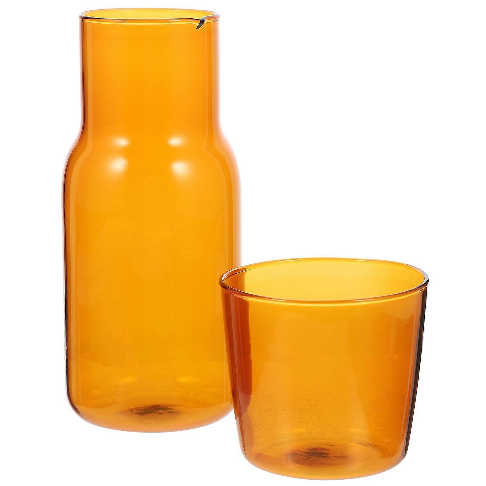 Clear Water Bottle Small Glass Jug Lid For Picnics Dinners Multi-Function Borosilicate Glass 1 Set