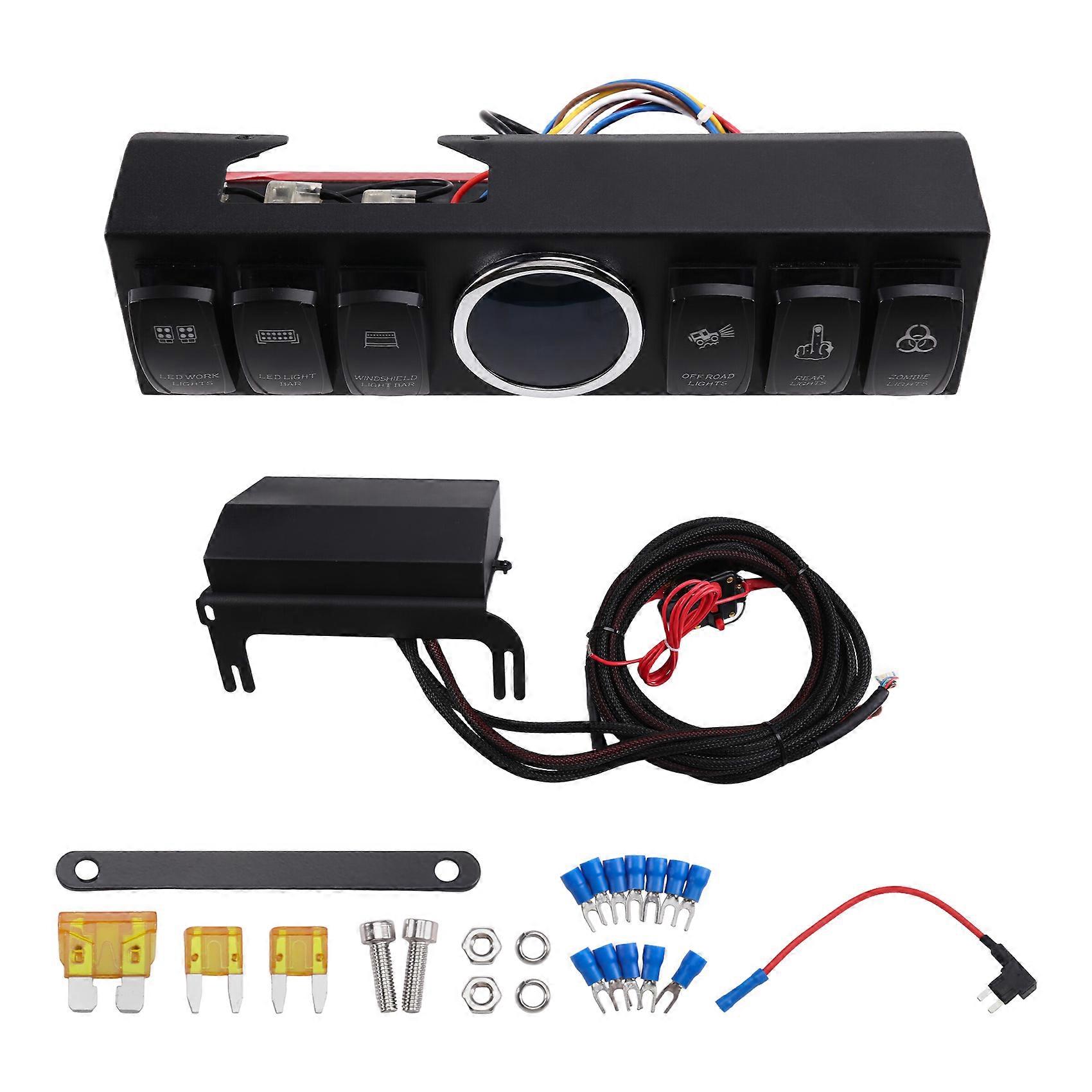 For Jeep Wrangler JK 07-18 6 Gang Switch Panel Fuse Relay Box Line Modification Switch Control Assembly