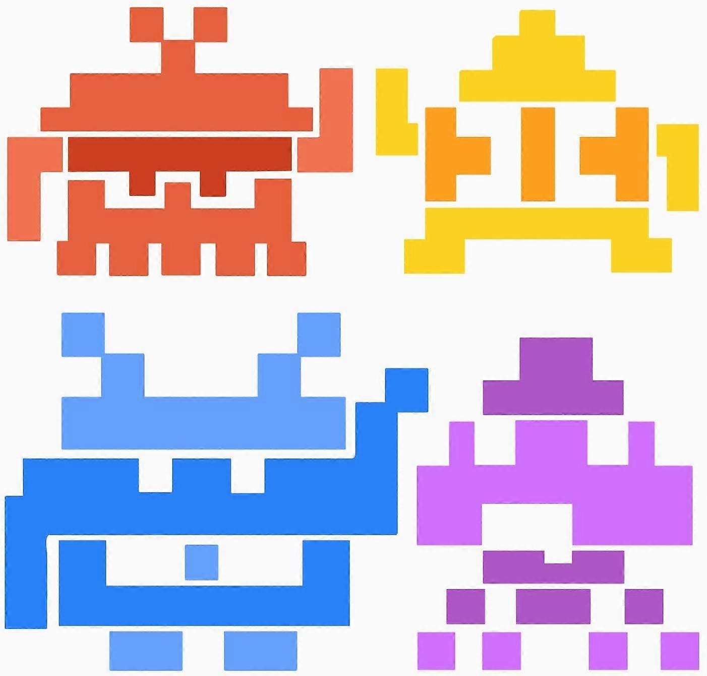 Space Invaders Stencil 11.8x11.8 inch Hollow Out Block Alien Painting Stencil 4 Style Aliens Craft Stencil Reusable Wall Alternative Stencil for Paint