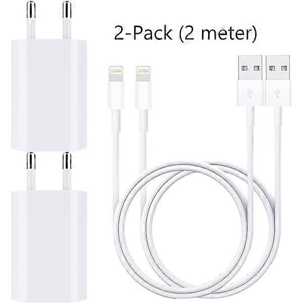 (2pcs) 2m Lightning cable for both charging and transferring + USB (2-PACK) 2m