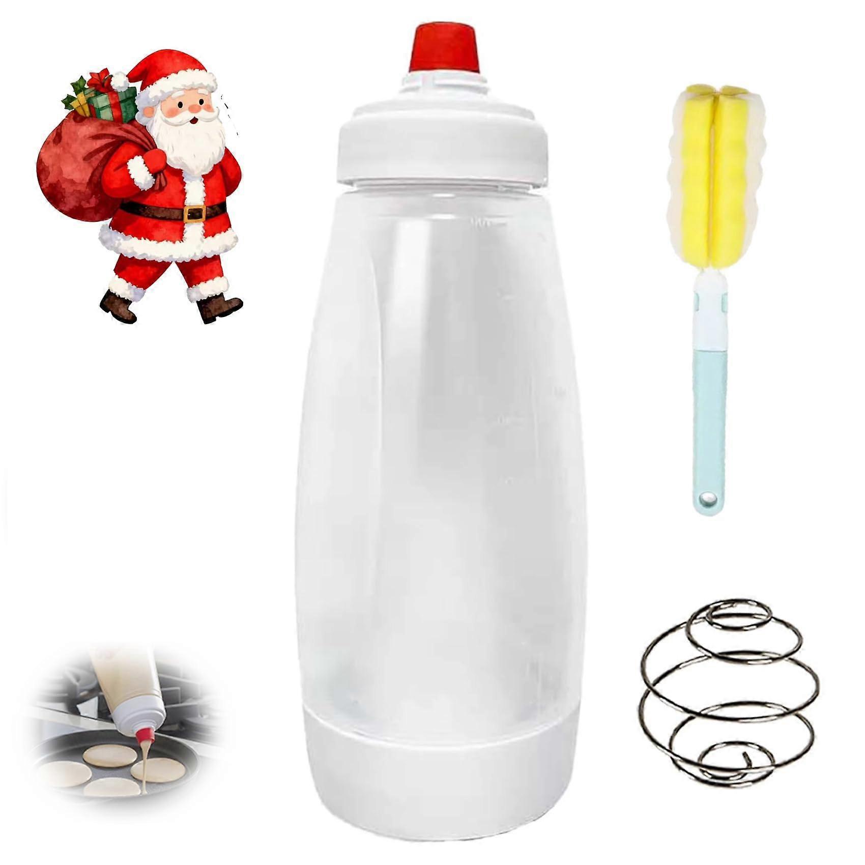 Large Capacity 33.8oz Pancake Batter Dispenser and Mixer with Whisk Ball for Waffles Cupcakes