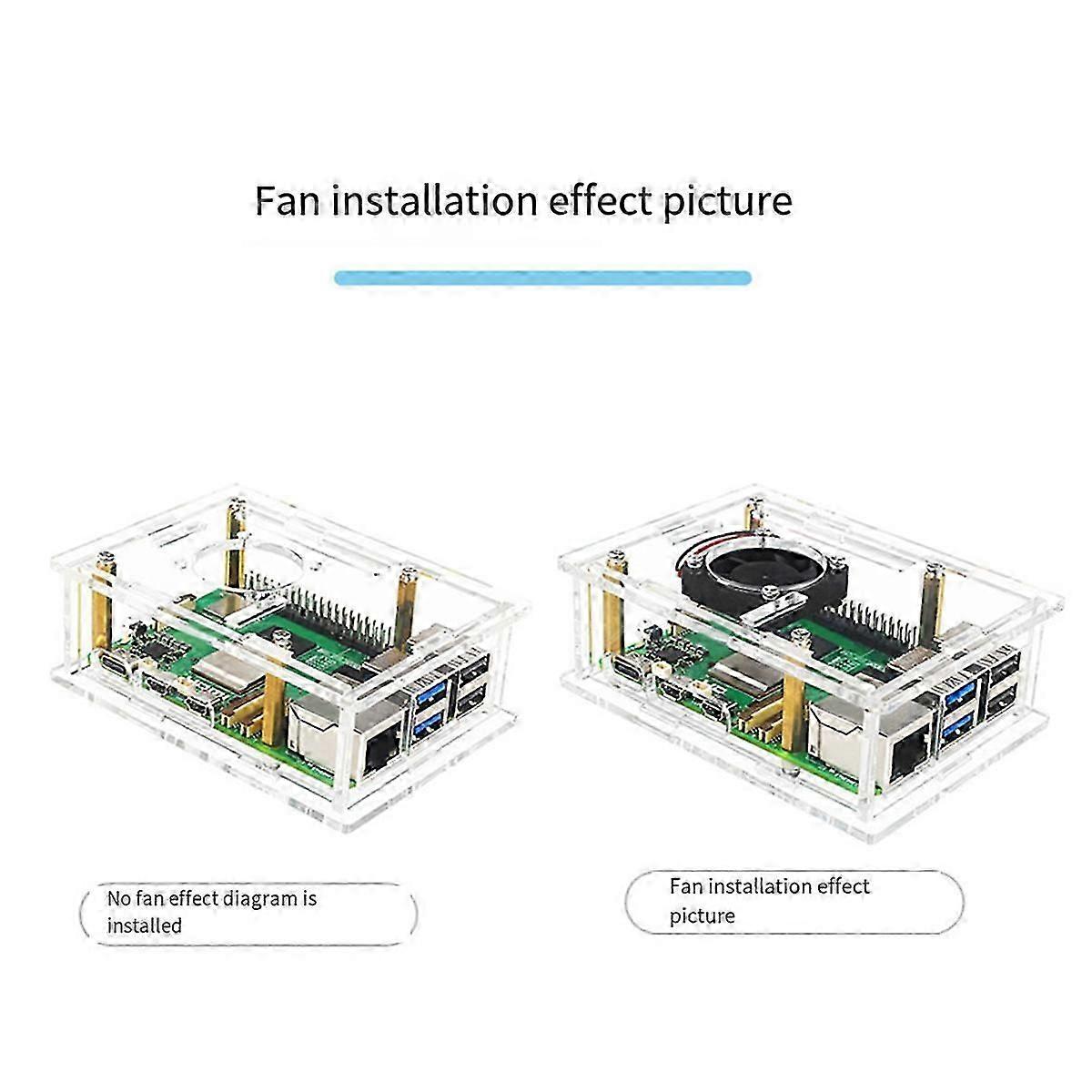 For 5 Acrylic Case+Cooling Fan
