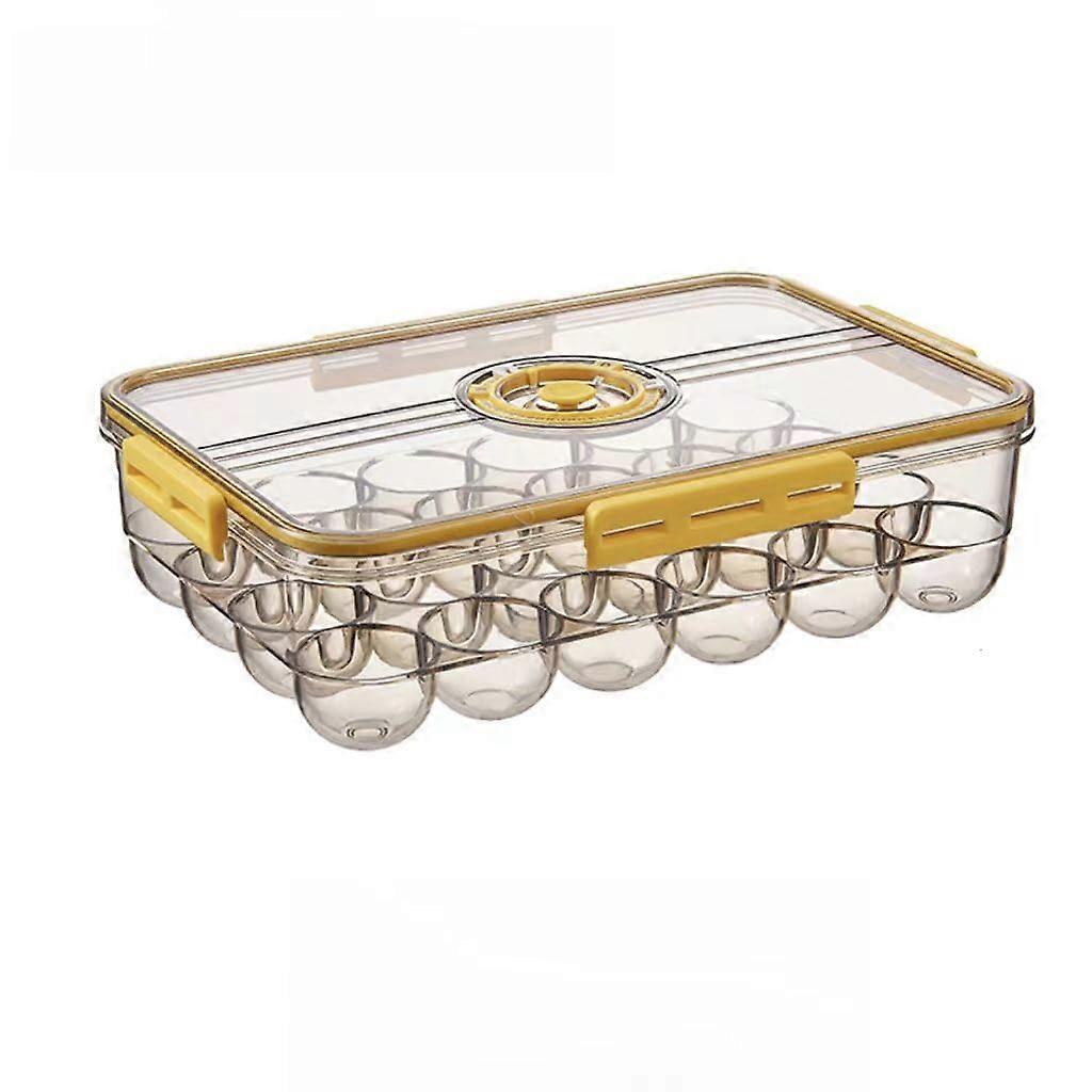 24 Egg Holder for Refrigerator with Lid, Clear Storage Box with Freshness Timer