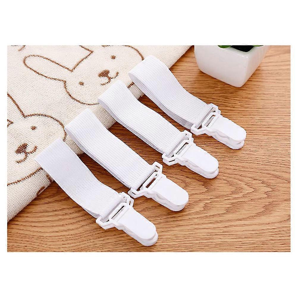Bed Sheet Holder Bed Sheet Clips for Fixing 4Pcs White Elastic Grippers