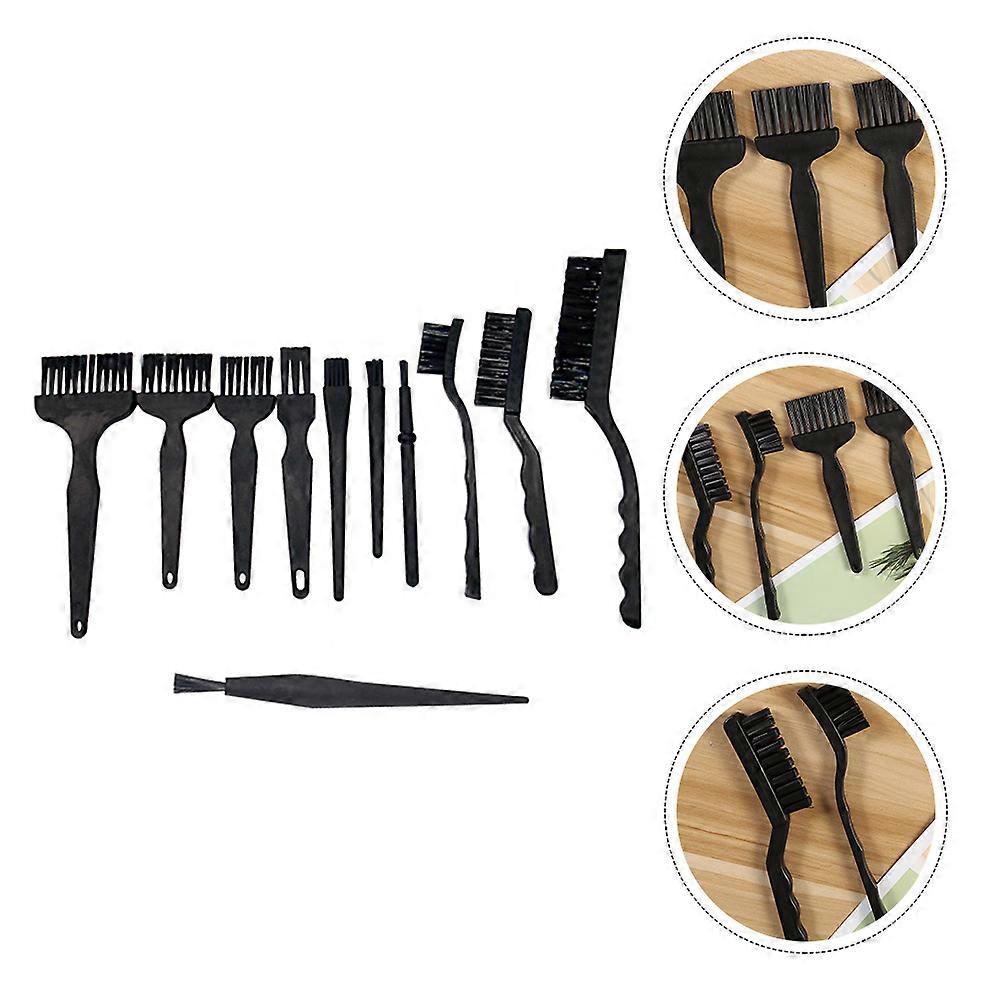 Anti-Static Phone Brush Set for Cleaning Use 11Pcs Black Plastic Brushes