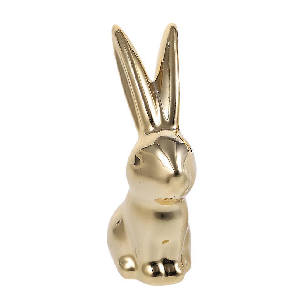 Golden Ceramic Rabbit Statue for Decoration 1 Piece