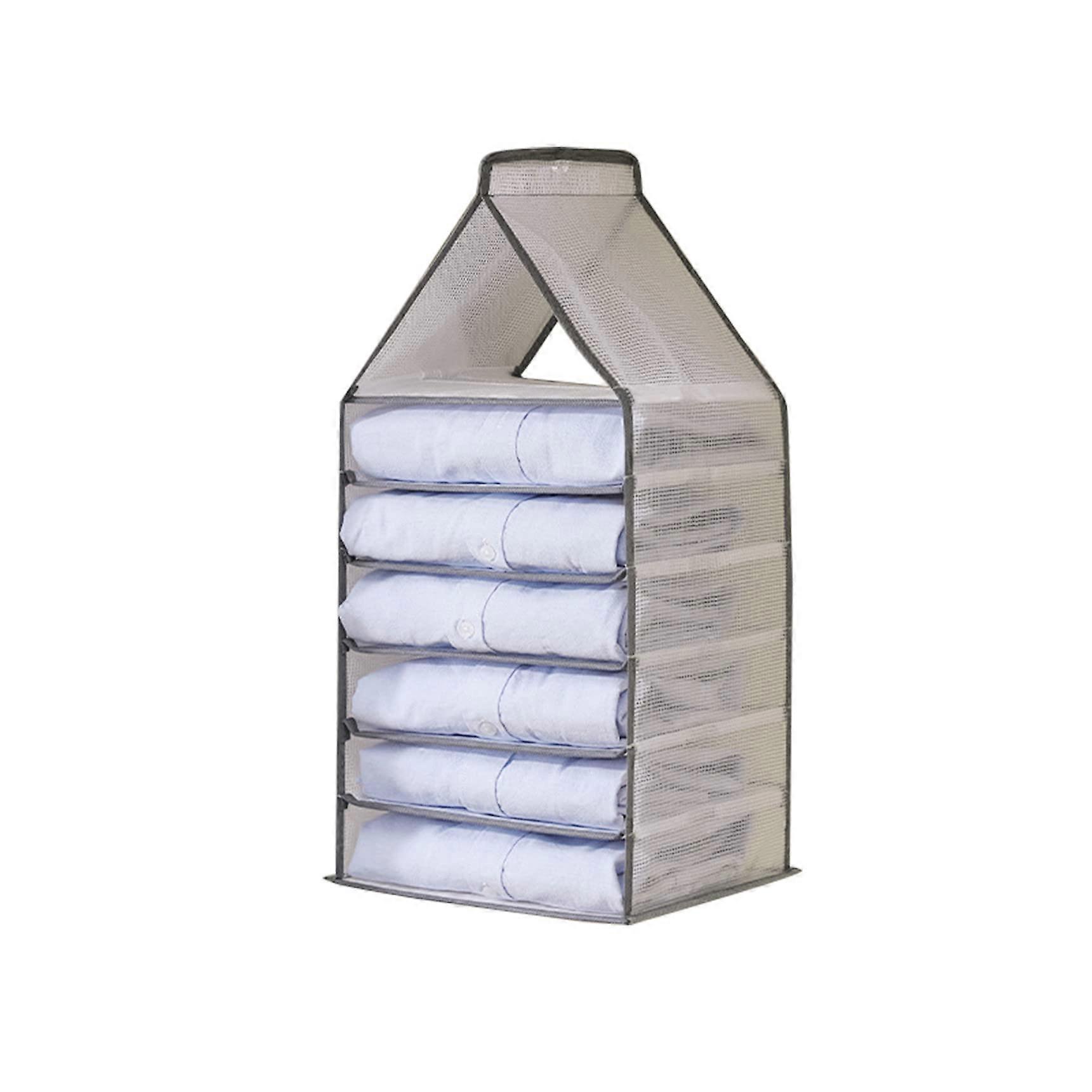 6 Grid Hanging Closet Organizer with Foldable SpaceSaving Shelves for Portable Clothes Storage