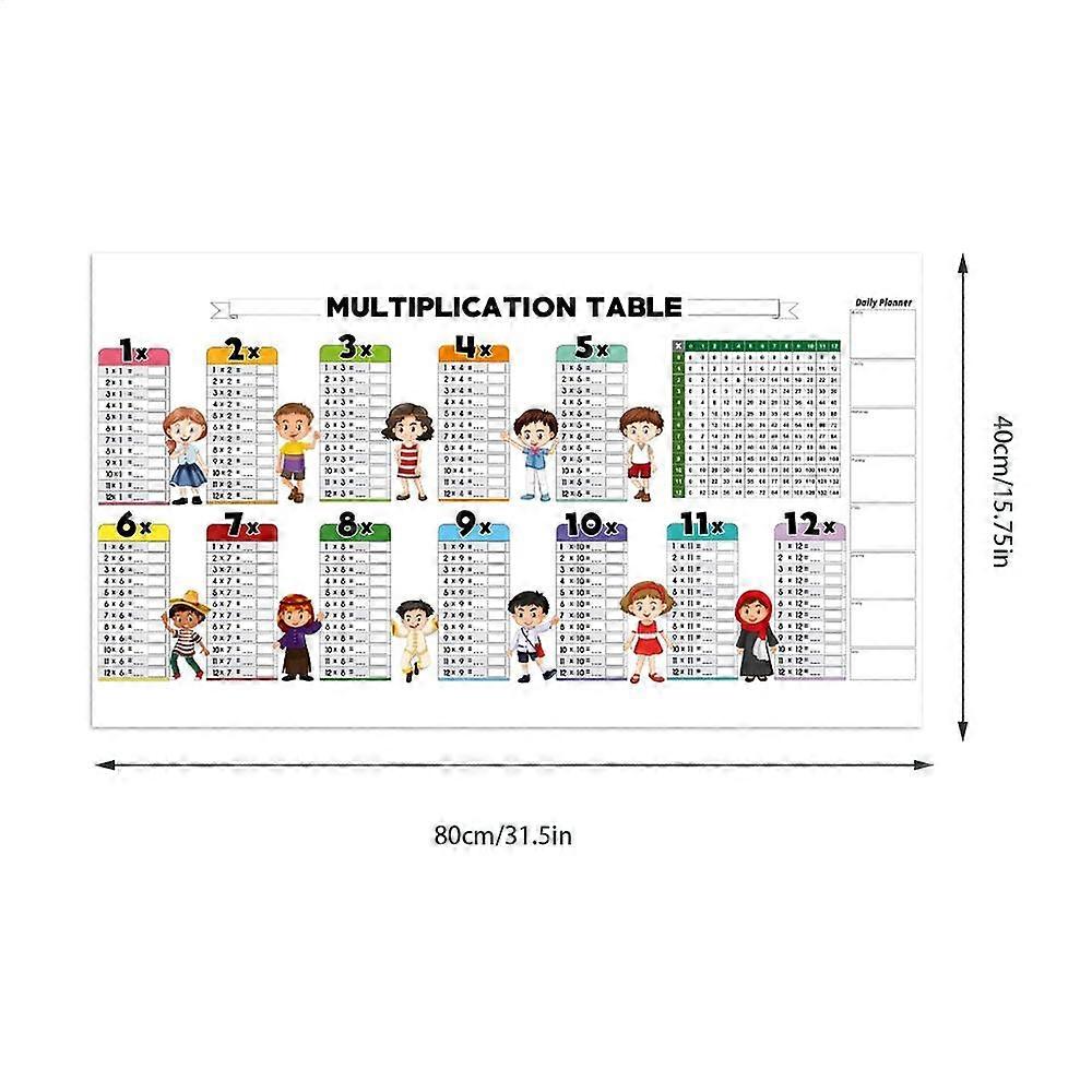 Multiplication Table Poster Static Dry Erase Math Chart Wall-Mounted Reusable Children's Math Chalkboard Educational Tool