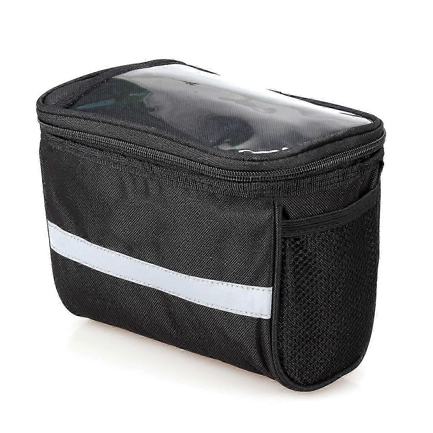 2025 Electric Bicycle Front Bag Handlebar Storage Pouch with Cooling Section (Black)