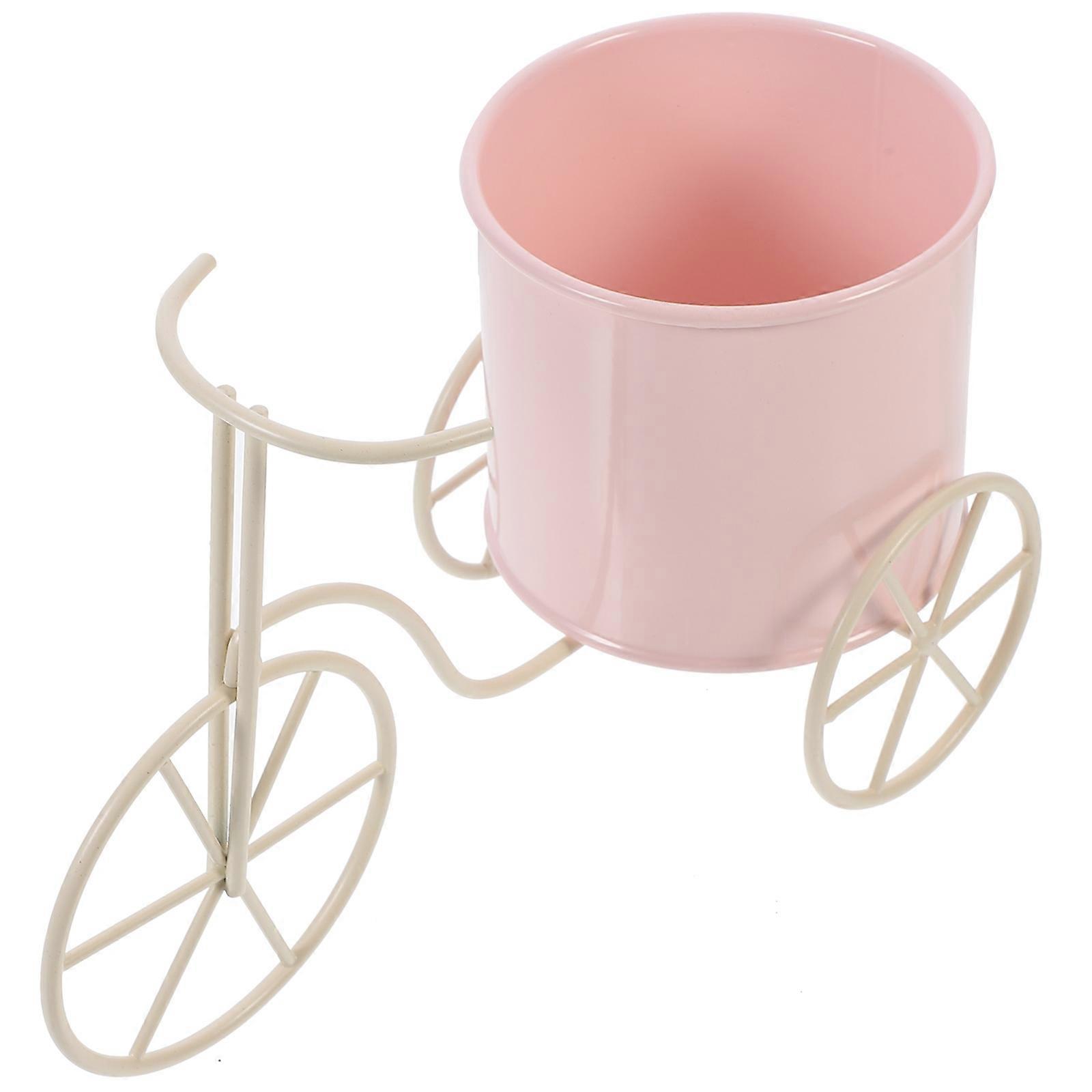 Pink Iron Bicycle Flower Stand for Decor Rustic Flower Holder