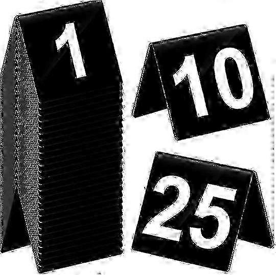 Double-Sided Table Tent Numbers 1-25 Acrylic for Dining & Wedding Seating 25-26s