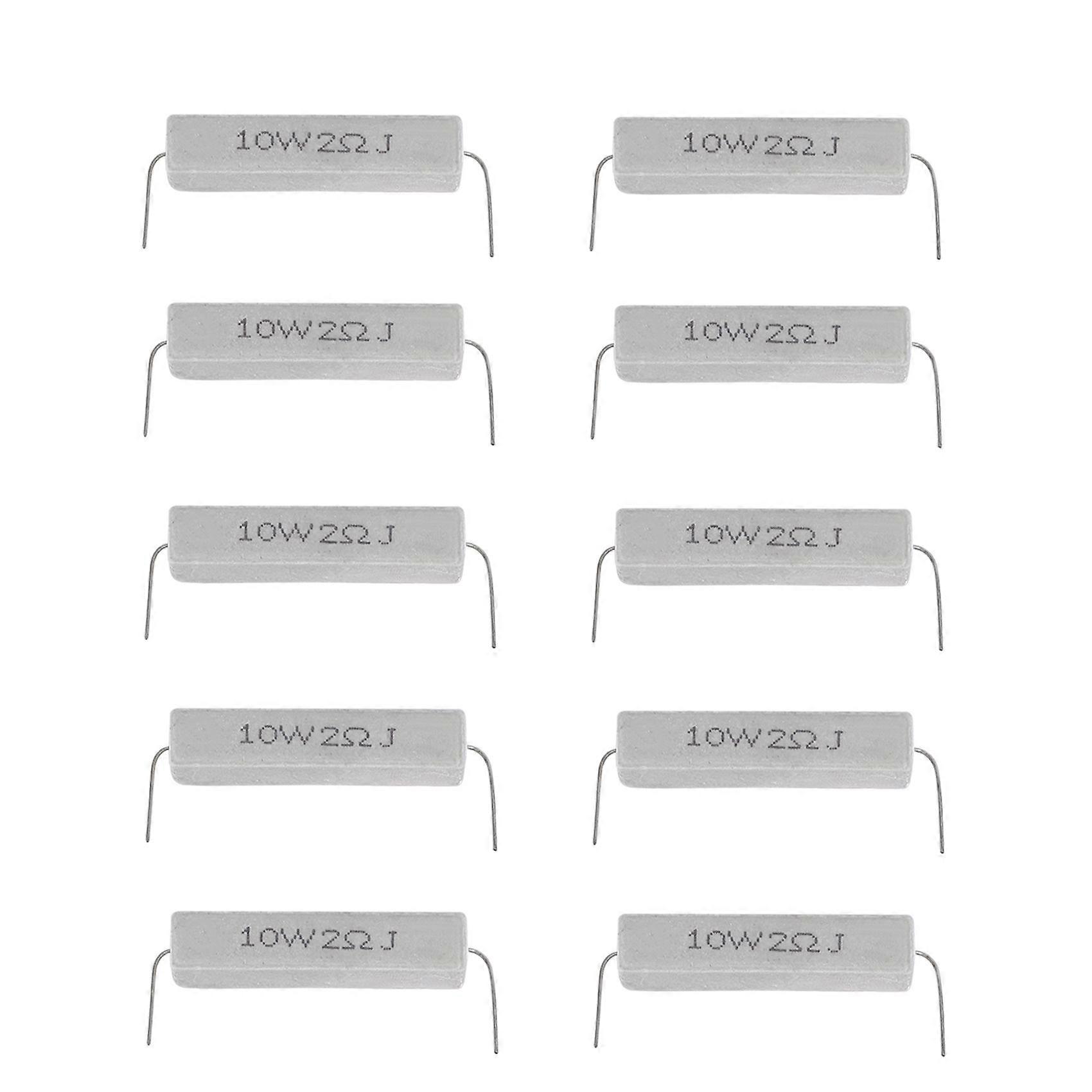 10 Pcs Wire Wound Ceramic Cement Resistor 2 Ohm 10W Watt