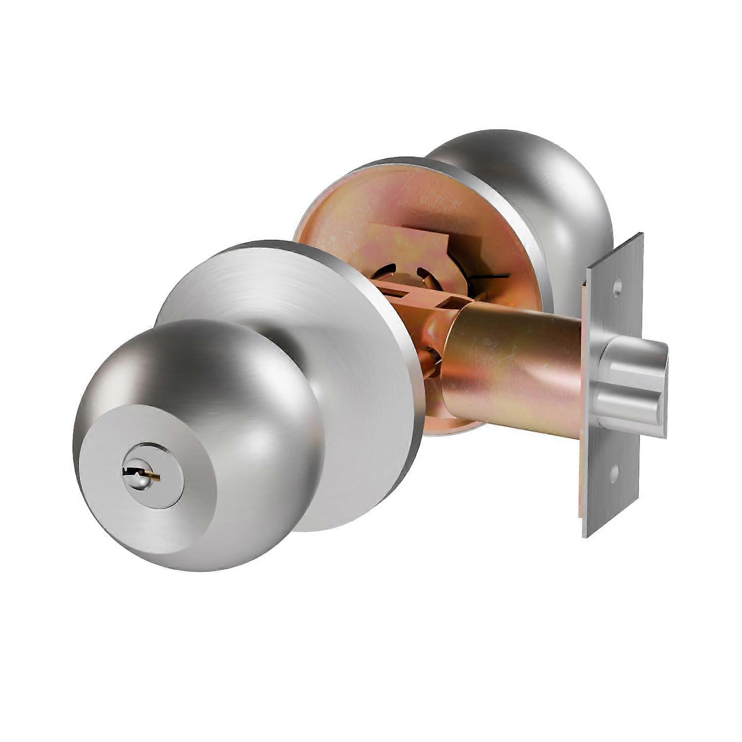 Keyed Entry Ball Door Knob with Lock, ANSI Grade 3 Security, Adjustable Latch, 1 Pack JX904