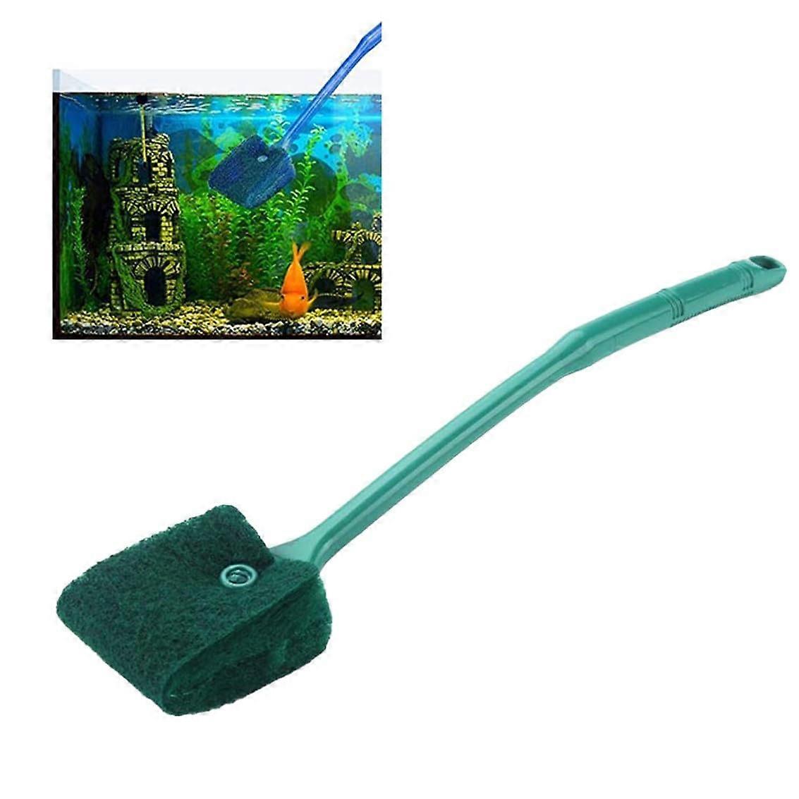 Aquarium Cleaning Brush with Long Handle, DoubleSided Sponge Algae Scraper, Green