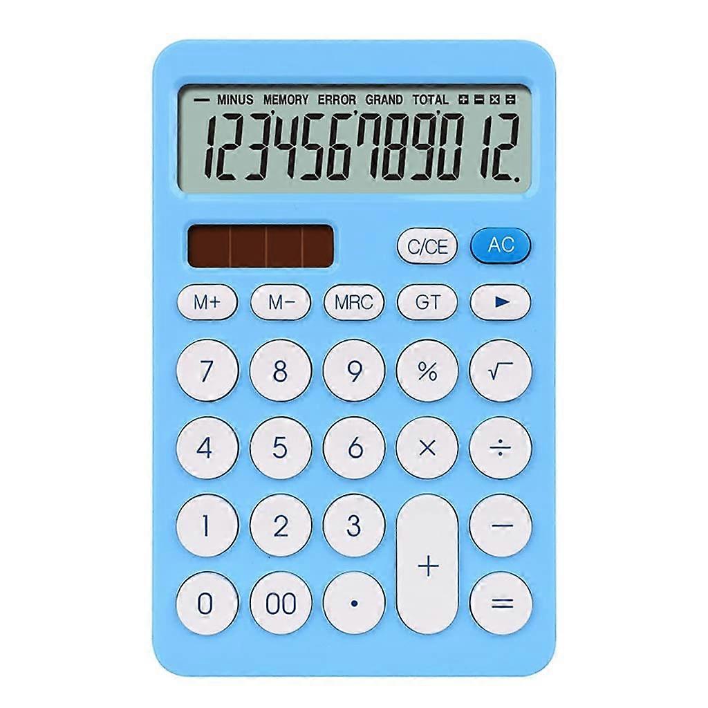 12 Digit Large Button Desk Calculator Solar Powered Financial Office Accounting Tool White