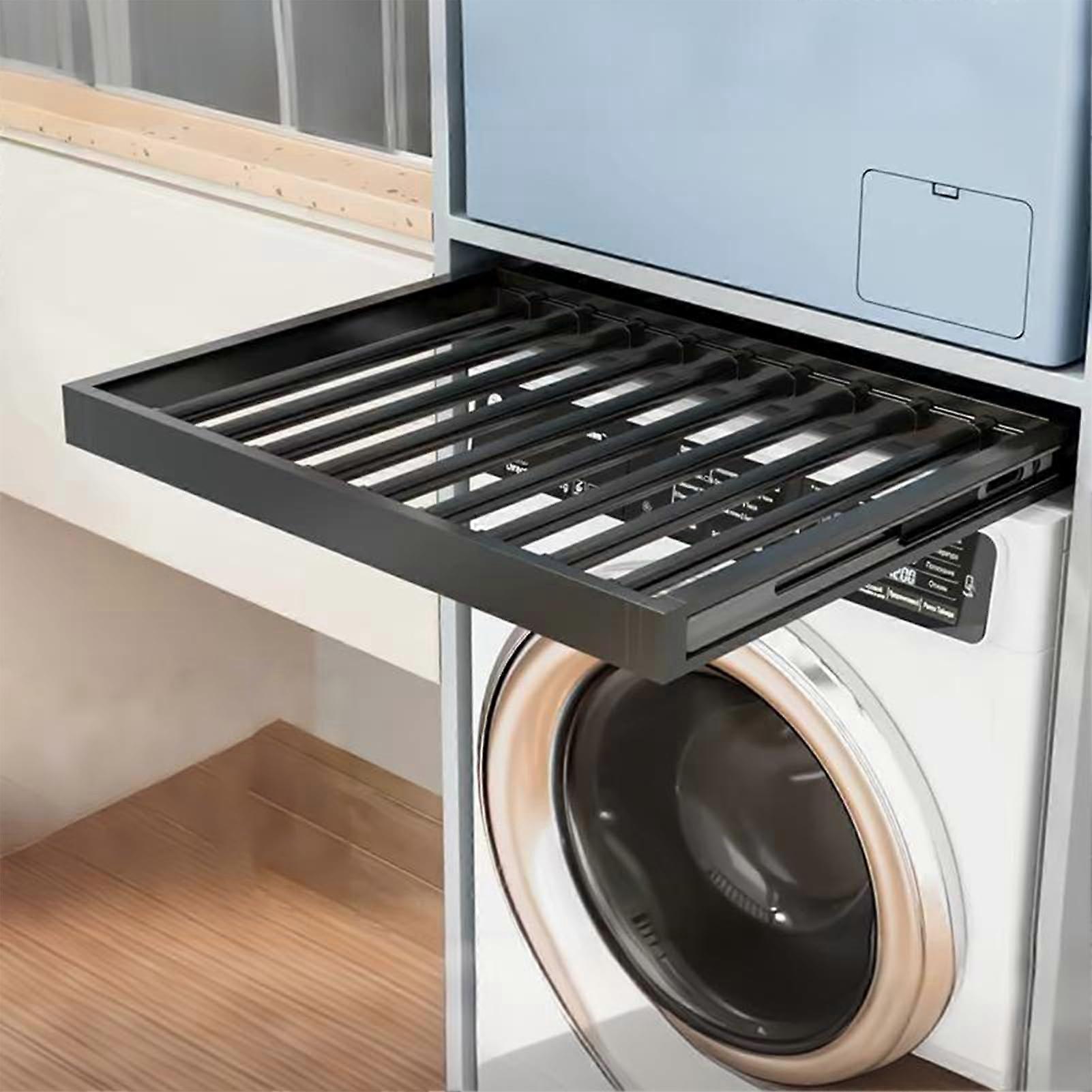 Telescopic Clothes Rack with Adjustable Hanging Rail, SpaceSaving Wardrobe Drying Rack Above Washing Machine 7176cm