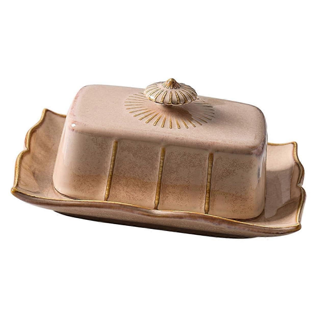 Ceramic Butter Dish with Lid Keeps Butter Fresh Durable Rectangular Design for Kitchen and Restaurant