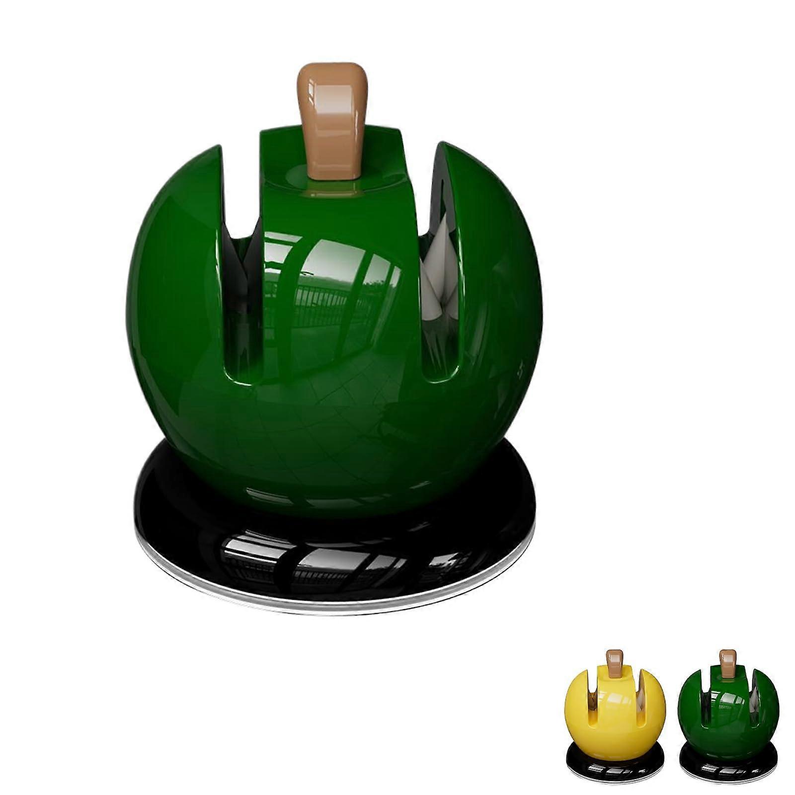 Shaped Kitchen Knife Sharpener with Secure Suction Cup Base, Hands Dual Grinding, Green