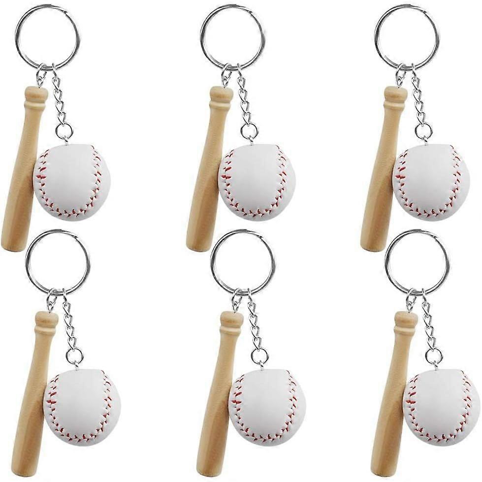 6 Baseball and Wood Keychains, Creative Metal Keychain