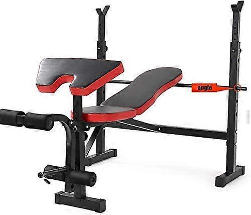 Adjustable Weight Bench with Squat Rack, MultiAngle Backrest for Home Gym Strength Training