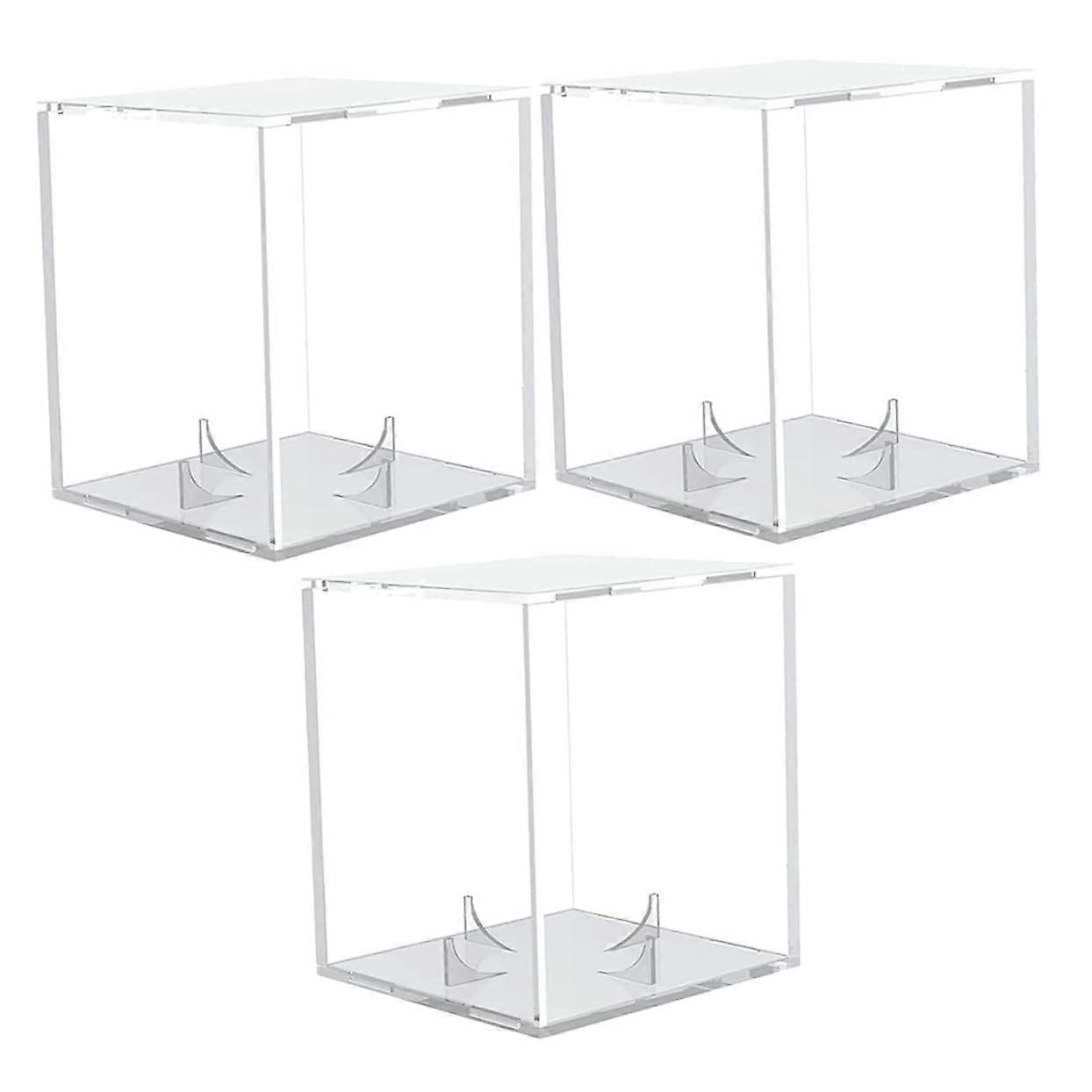 3pcs Baseball Display Case Clear Acrylic Holder Cube for Signed Balls Dust Protection and Storage