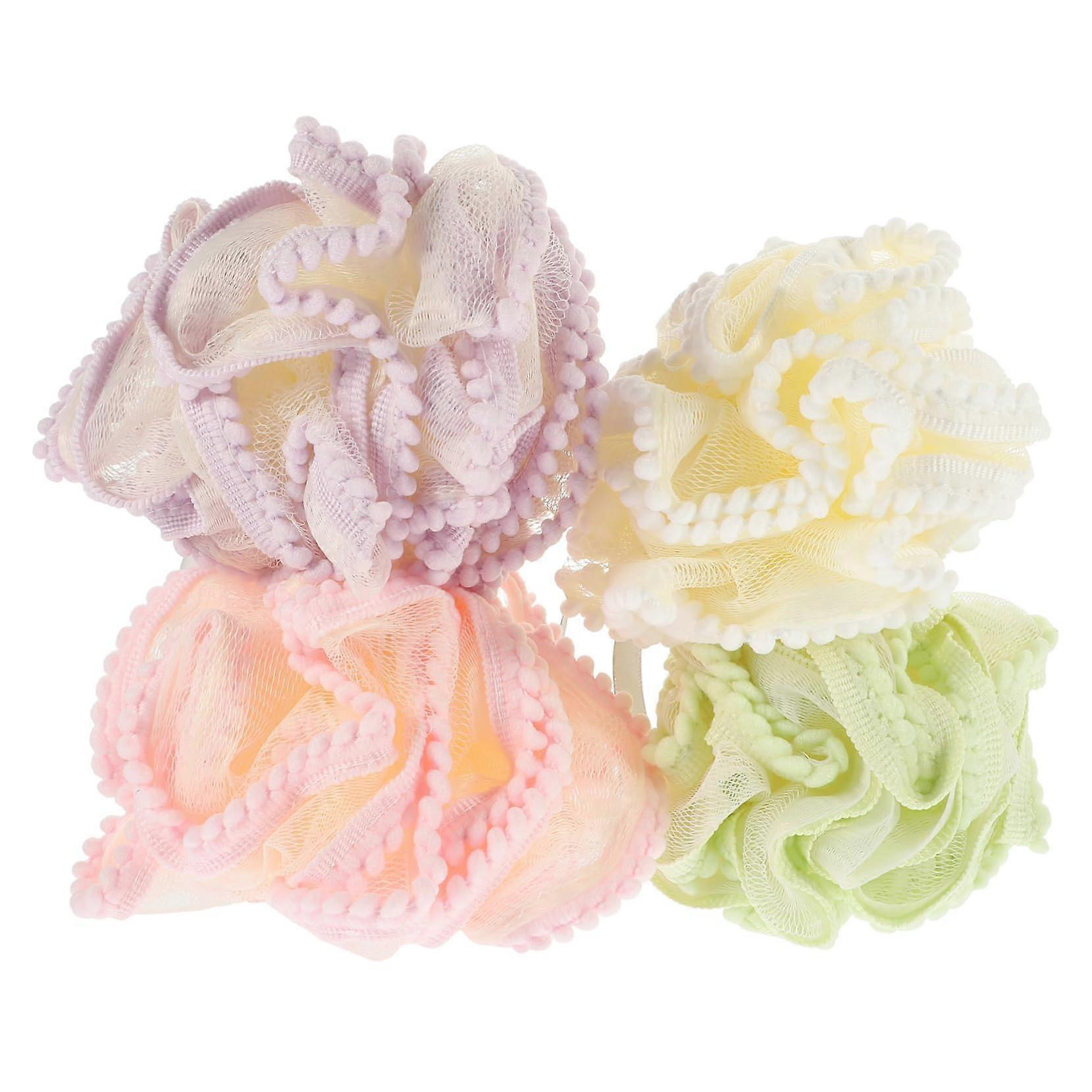 4pcs Exfoliating Shower Loofah Set Soft Mesh Bath Sponge for Gentle Skin Cleansing