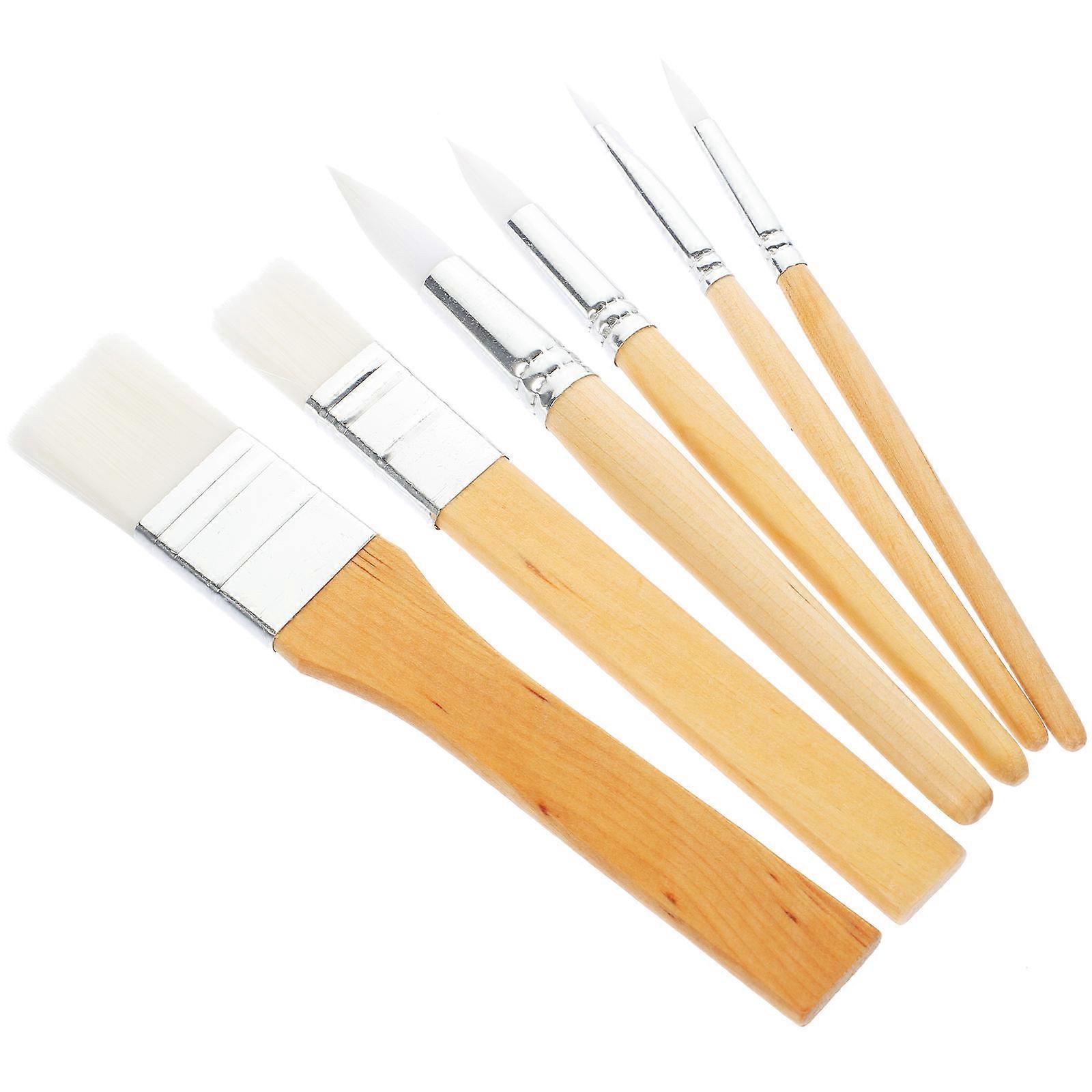Acrylic Paint Brushes Set 6Pcs Ideal For Art Students Featuring Compact Size Simple Handle Design