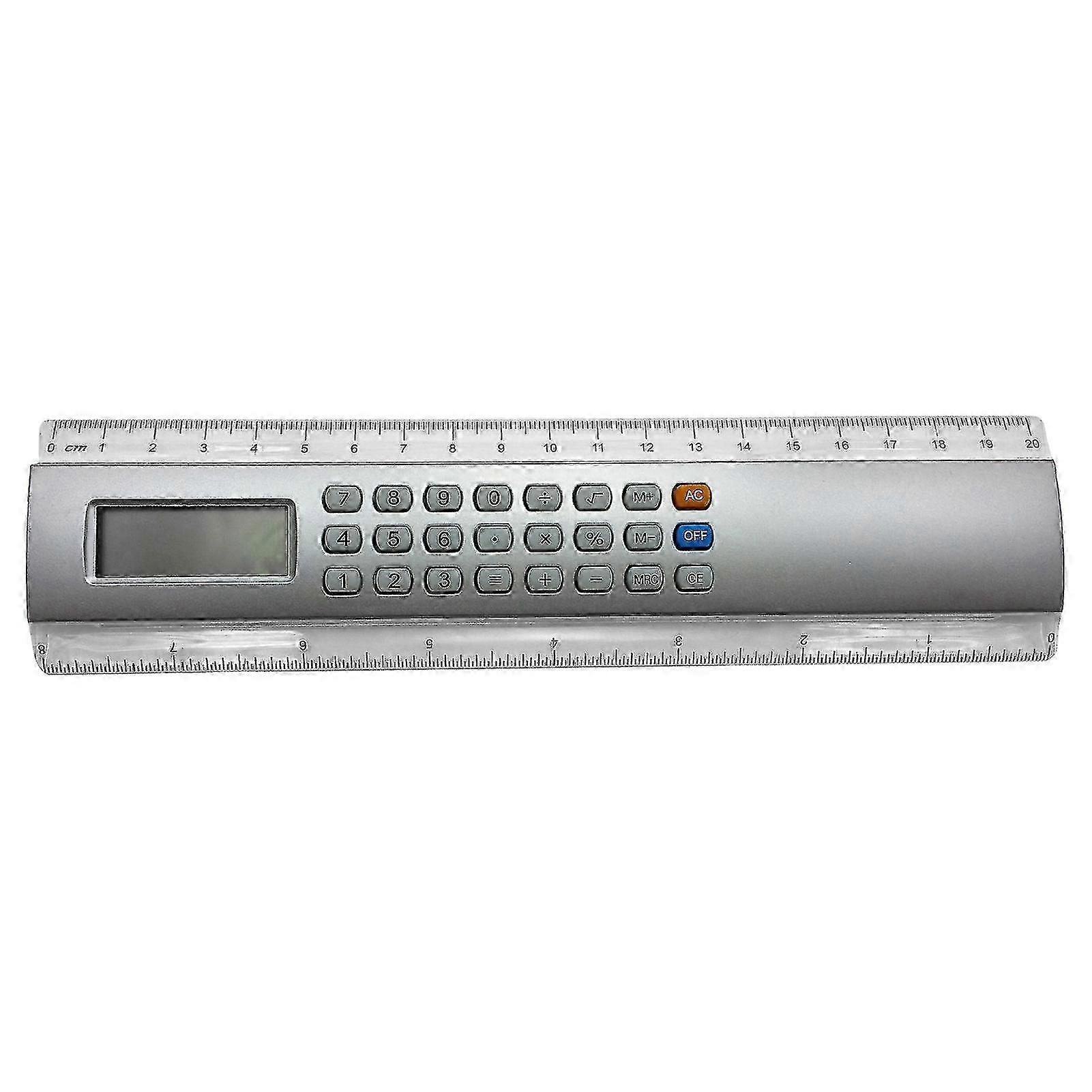 School Ruler Calculator, 20cm Multifunctional Tool with 8-Digit Display