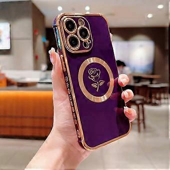 Dark Purple Case for iPhone 13 Pro Max Slim Magnetic Bumper Grip Luxury Wireless Charging Protective Cover
