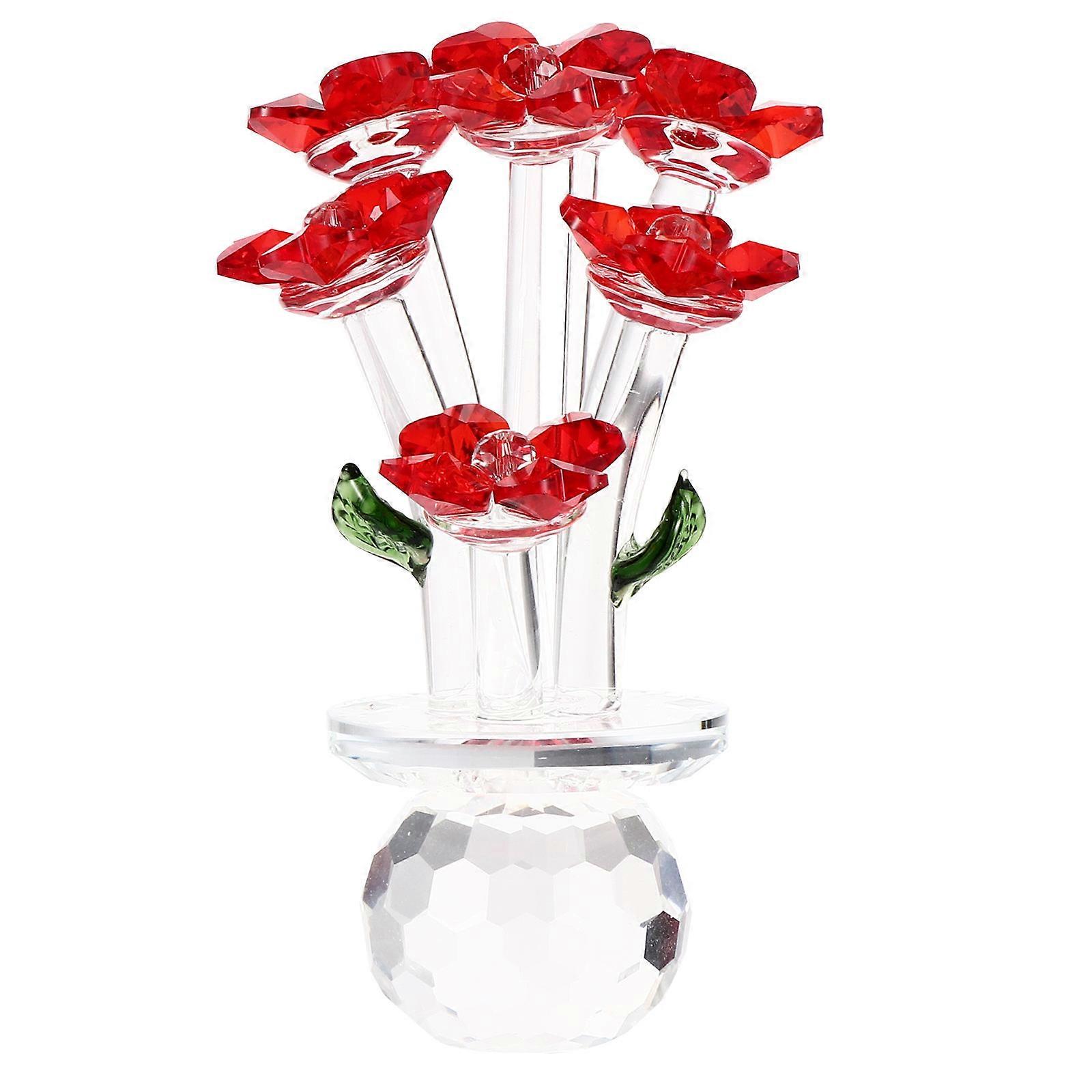 Crystal Rose Craft Simulation Rose Decoration for Tabletop 1Pcs