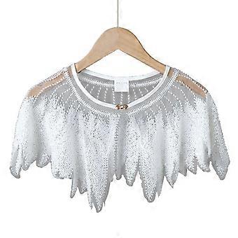 Écharpe à sequins scintillants avec détails brillants, idéale pour les soirées et les occasions spéciales (blanc).
