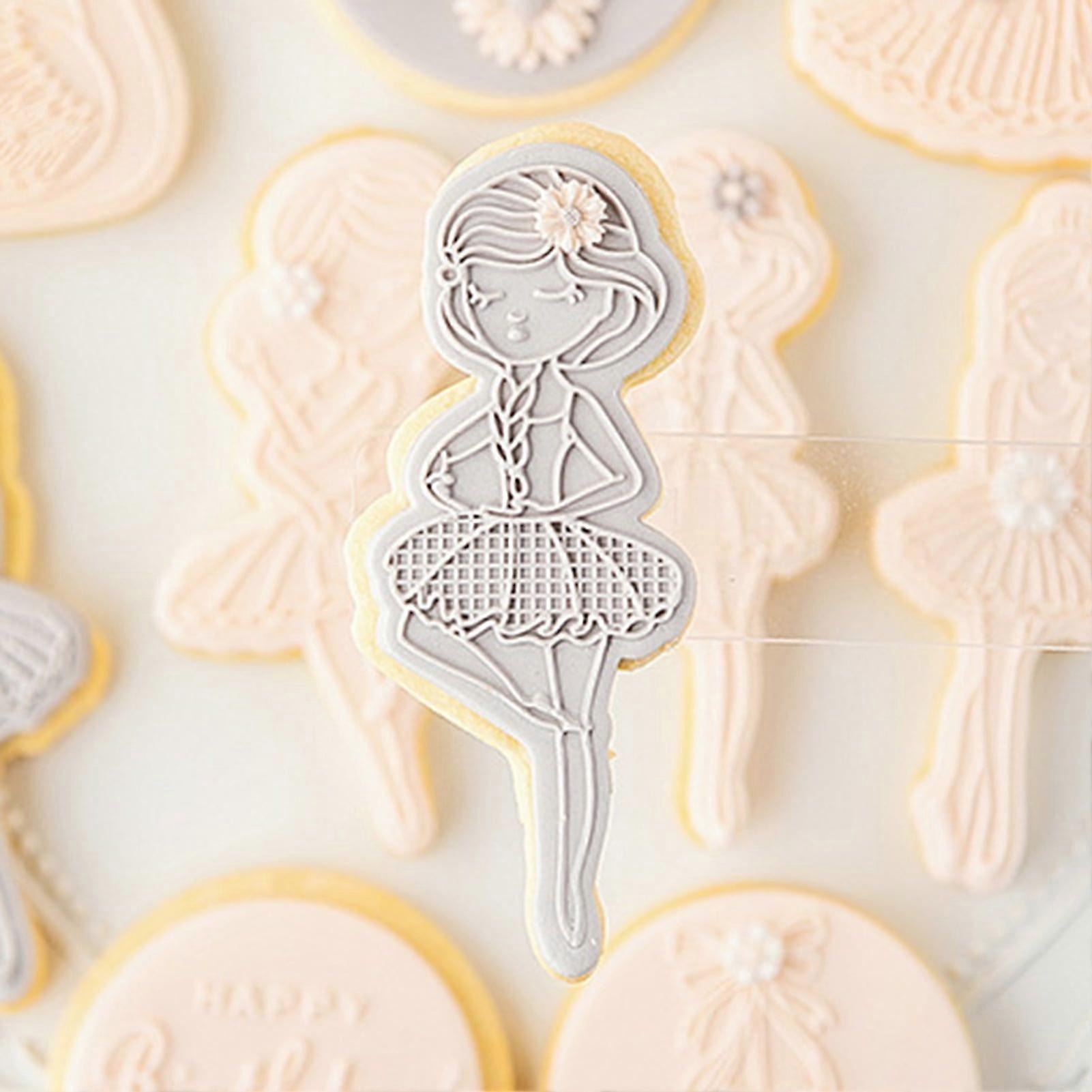 Cookie Mold Ballet Theme Pattern Multi-Function Plastic Cookies Press Stamp for Bakery