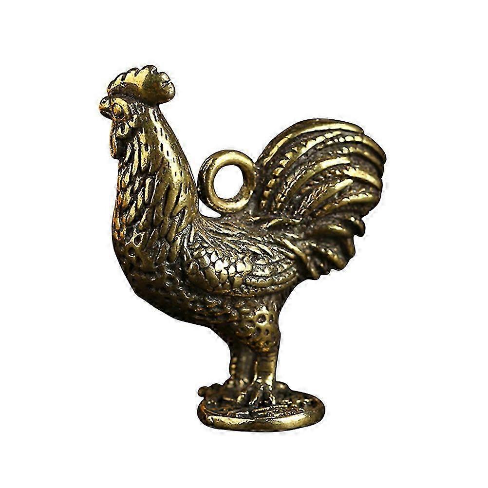 Zodiac Rooster Brass Keychains, Dark Brown, 2Pcs