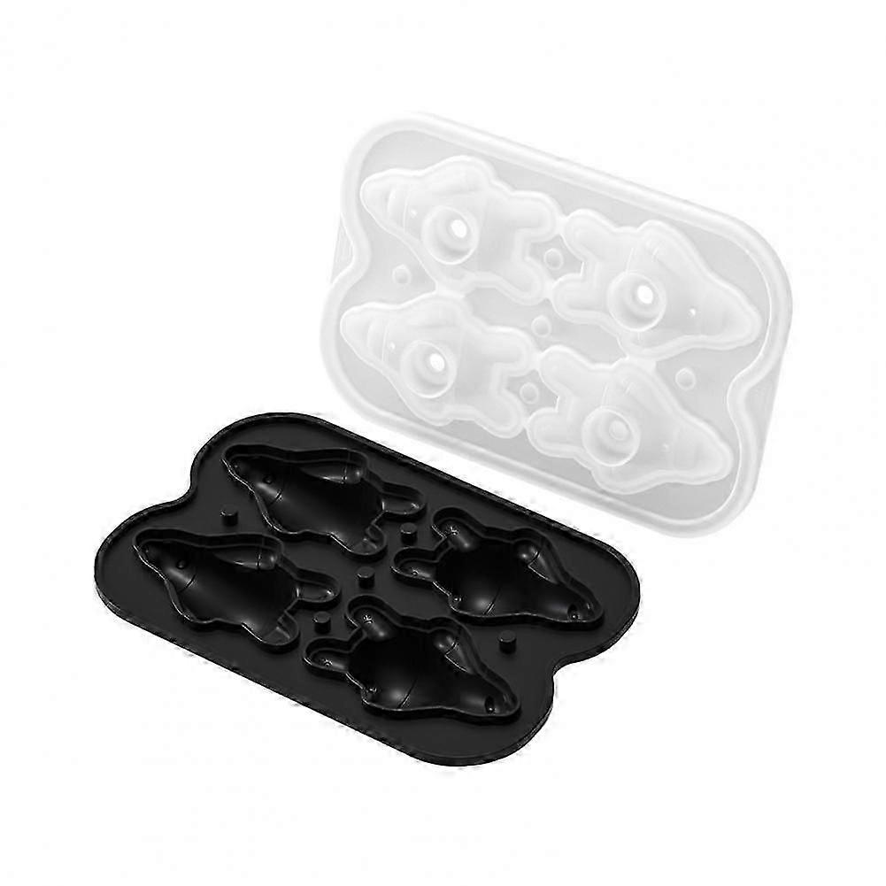 Ice Cube Mold with Lid Lying Bear Flexible Silicone Ice Tray Leak-Proof Stackable Ice Cube Storage Container