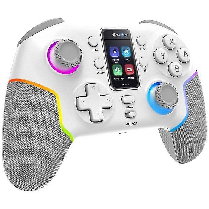 Mars Gaming MGP-V3 White — Wireless Bluetooth ARGB Controller, LCD Screen, Multi-platform (Switch/Switch 2/PC/Android/iOS)