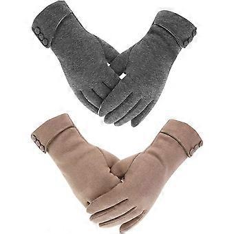 Thermal Soft Lining Winter Gloves, Stretch Gloves with Elastic Cuff Warm Knit Gloves for Driving Running Hiking, Windproof Gloves Touchscreen Gloves