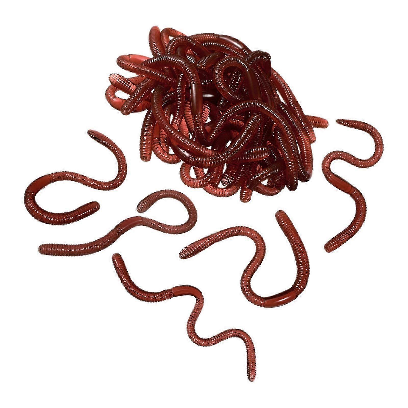 Realistic Earthworms Models for Prank Props 30Pcs Brown Plastic Kit