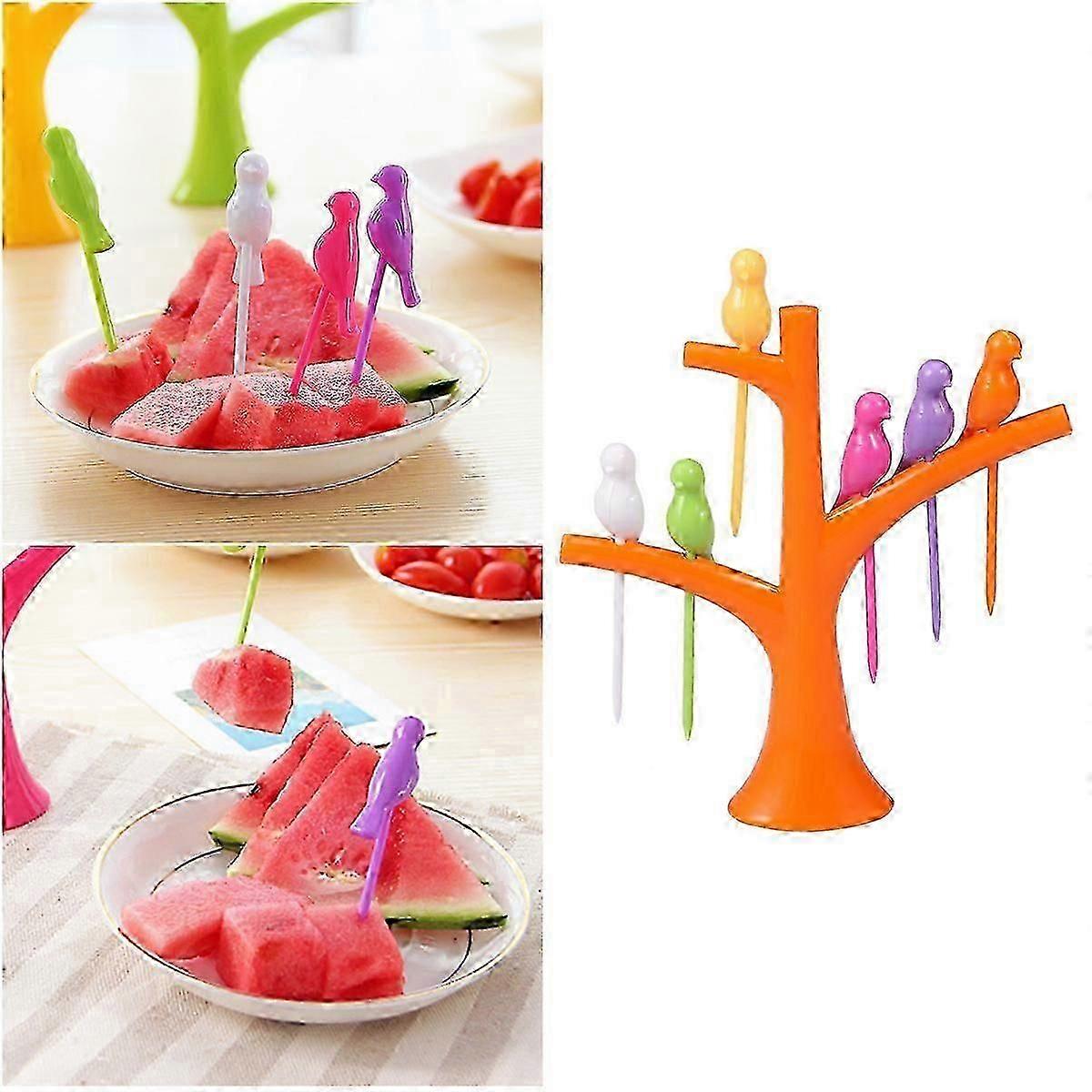 Bird Fork for Kitchen Use 6Pcs and Tree Holder