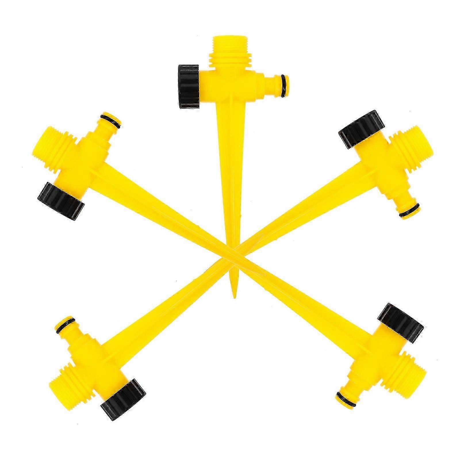 Yellow Plastic Automatic Rotating Sprinkler 5Pcs Holder Base Set