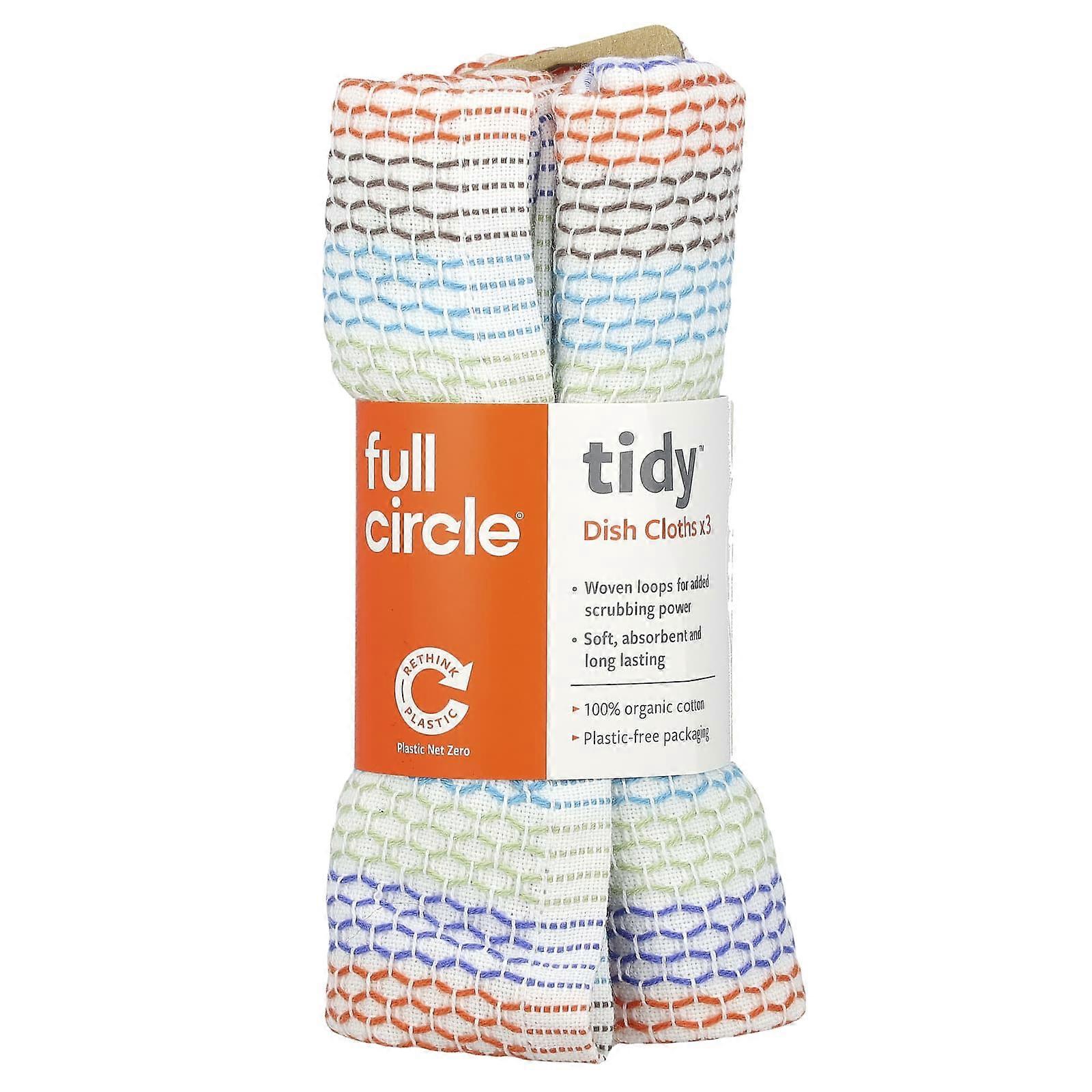 Full Circle, Tidy™ Dish Cloths, Multicolored, 3 Cloths, 3-Pack