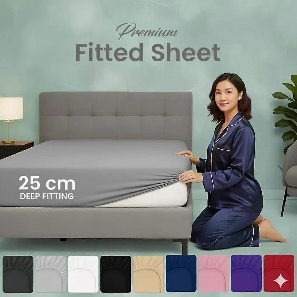 Full Fitted Sheet 25CM Extra Deep Fitted Sheet Bed Sheets Single Double King