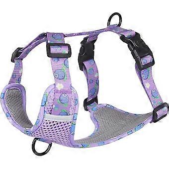 Dog Breathable Harness for Summer, No Pull Adjustable D-Ring Reflective Harness Webbing Walking Harness for Small Meduim Large Dogs(Purple,L)