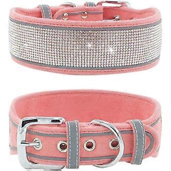 Collier de chien bling - 2" de large collier de chien en strass, diamants de cristal, adapté aux petits chiens de taille moyenne et grande, réglable en velours réfléchissant paillettes lar