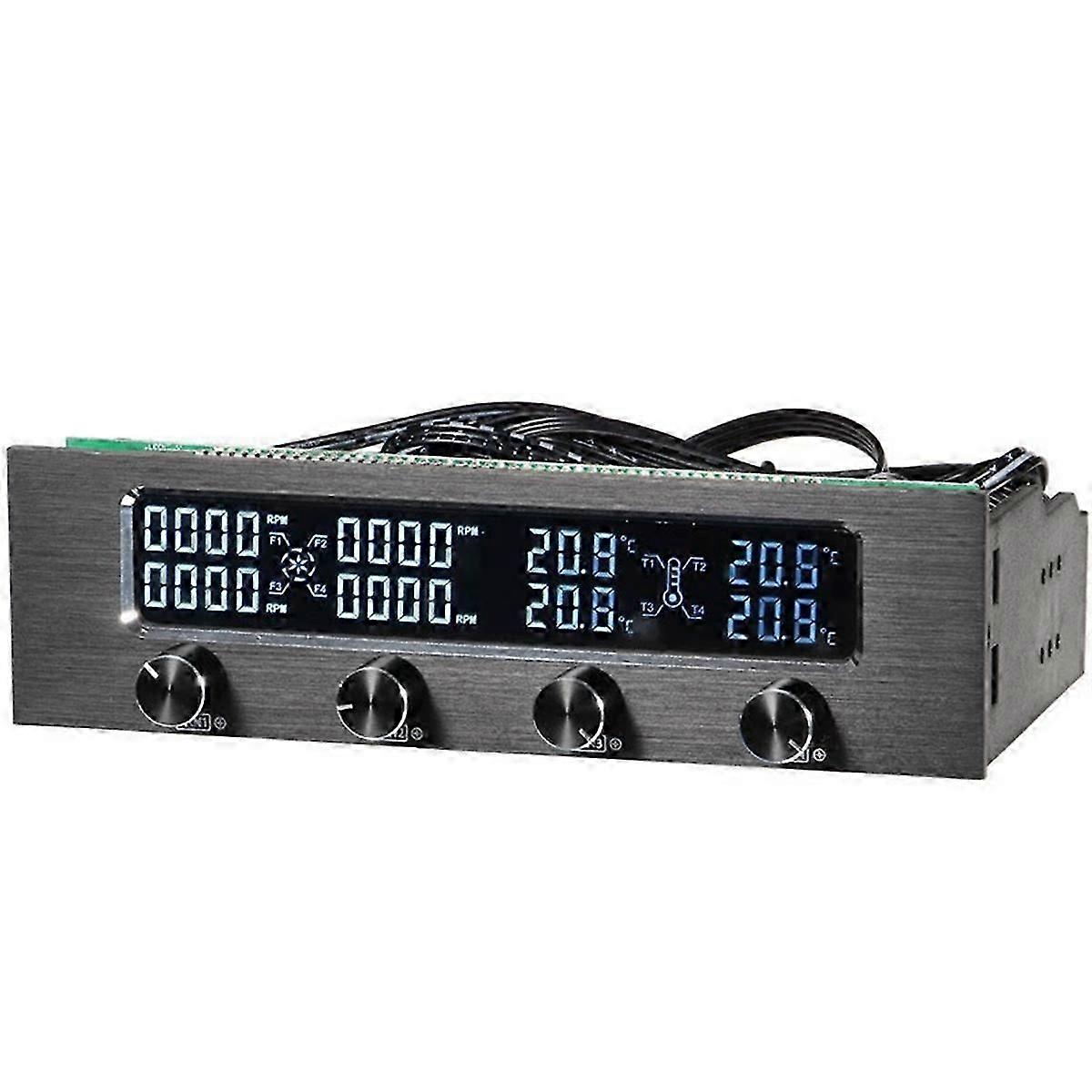 CPU Fan Controller Multifunctional CPU 4-Channel Front Panel with LCD Display compatible withDesktop Computer