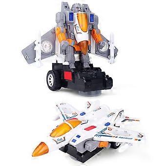 Electric Deformation Robot Fighter Toy Car DIY Assembling Model Aircraft With Lights Music Toys for Kids Boys' Birthday Gift