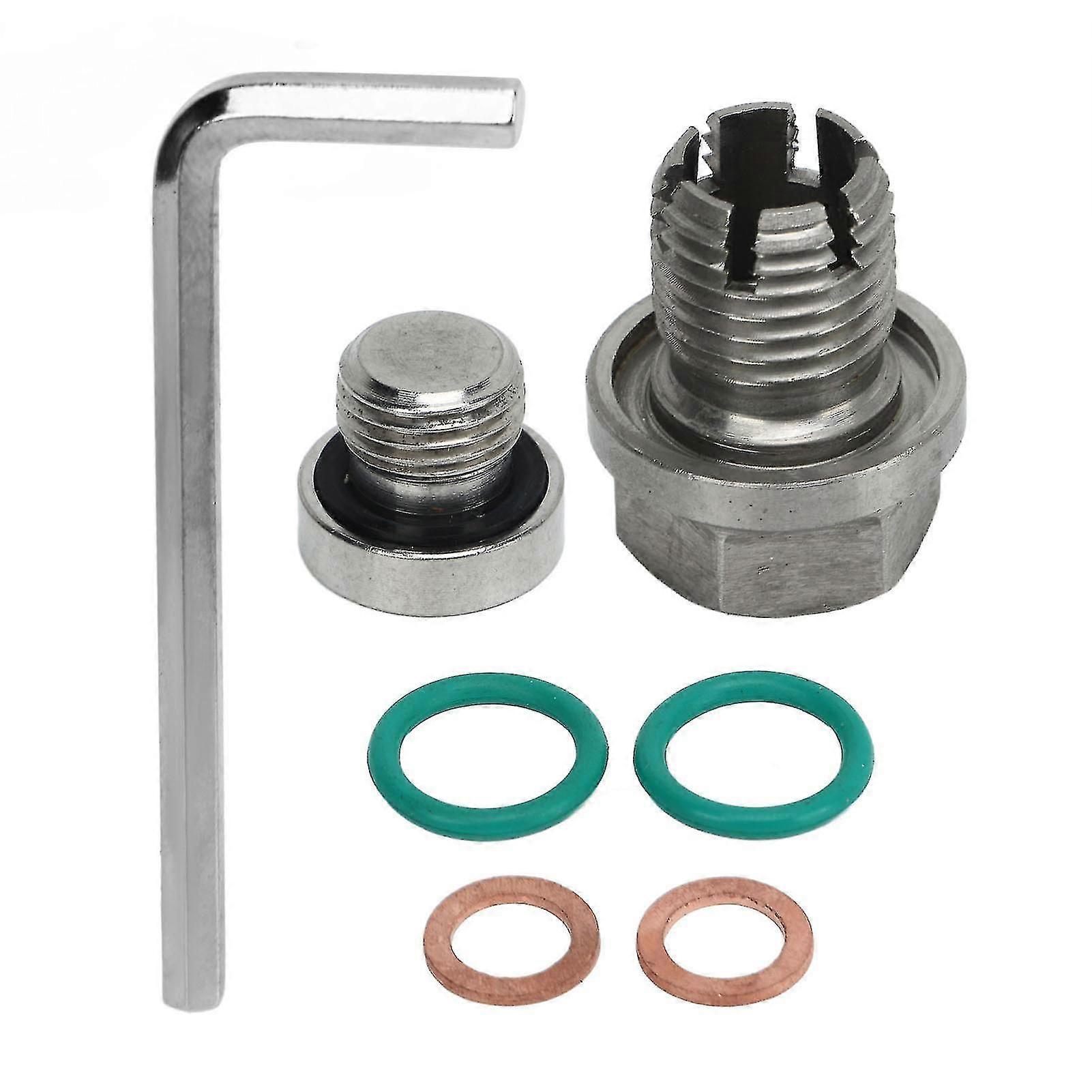 Oversize Piggyback Drain Plug Stainless Steel Self Tapping Oil Pan Thread Repair Kits With Hex Wrench O Ring Gasket M12.1 To 1.5*15mm