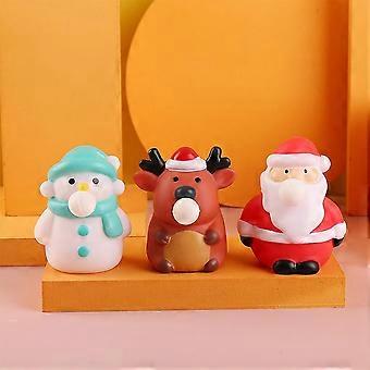 3 stuks Schattig Mini Squeeze Speelgoed Creatieve Kerstman Rendier Sneeuwpop Blazen Bubble Kleine Decompressie Speelgoed Stressverlichting voor Kinderen Volwassenen