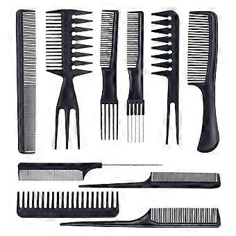 10-Piece Black Hair Comb Set Professional Salon Styling Comb Kit Hair Cutting