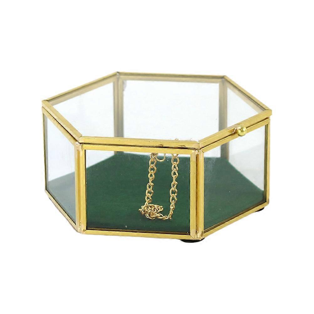 Clamshell Jewelry Case for Storage with Geometric Hexagonal Shape