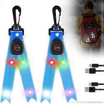 2-Pack LED-Blinklicht für Kinder USB-wiederaufladbares Blinklicht Reflektor Schulranzenlicht für Schultasche Rucksack Wandern Joggen
